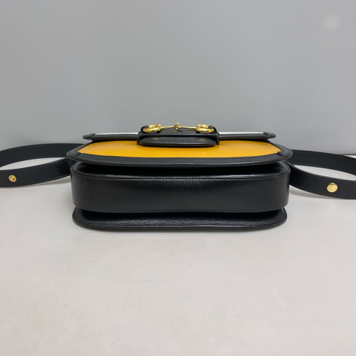 Gucci Small Horsebit 1955 Calfskin White Yellow Black