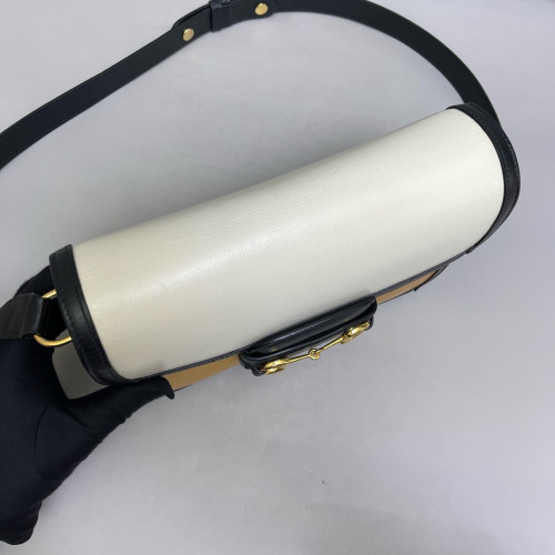 Gucci Small Horsebit 1955 Calfskin White Yellow Black