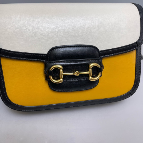 Gucci Small Horsebit 1955 Calfskin White Yellow Black