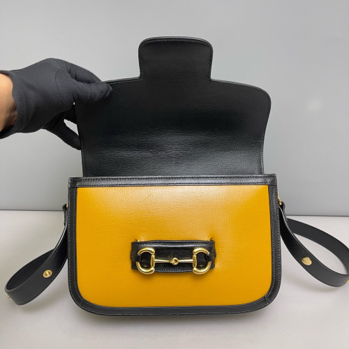 Gucci Small Horsebit 1955 Calfskin White Yellow Black