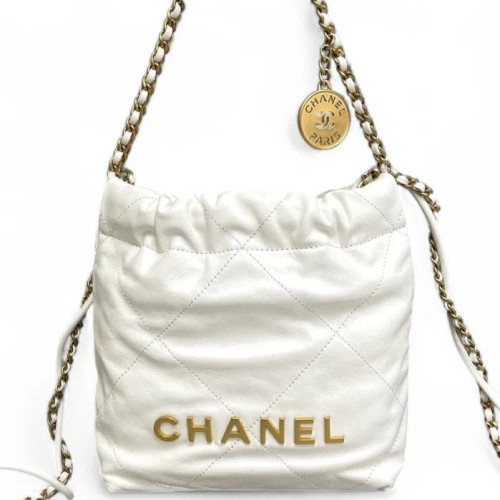 Chanel Quilted Mini 22 Calfskin White