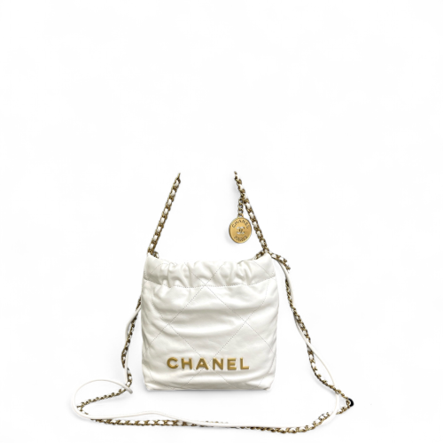 Chanel Quilted Mini 22 Calfskin White