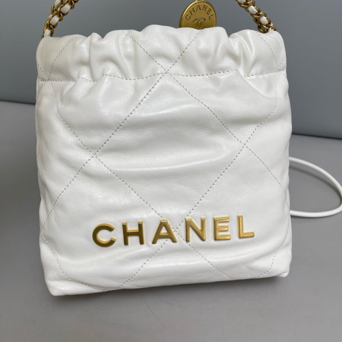 Chanel Quilted Mini 22 Calfskin White