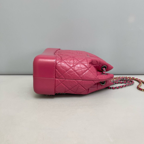 Chanel Quilted Small Gabrielle Backpack Pull Up Leather Calfskin Fuchsia
