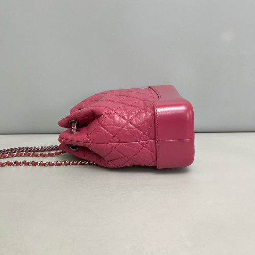 Chanel Quilted Small Gabrielle Backpack Pull Up Leather Calfskin Fuchsia