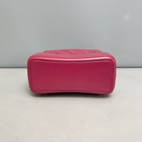 Chanel Quilted Small Gabrielle Backpack Pull Up Leather Calfskin Fuchsia