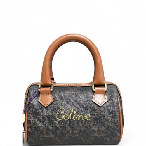 Celine Mini Boston Bag Triomphe Brown Black