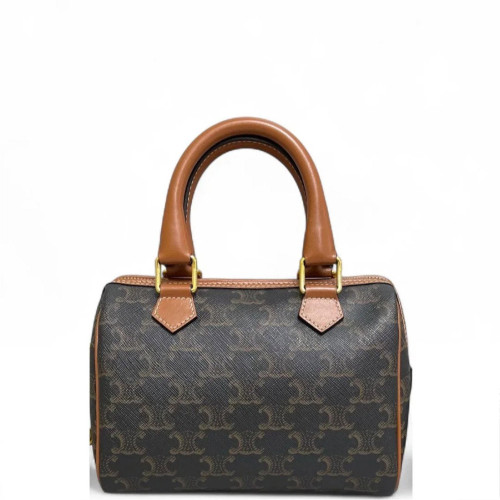 Celine Triomphe Small Boston Bag Triomphe Brown Black Celine Triomphe Small Boston Bag Triomphe Brown Black