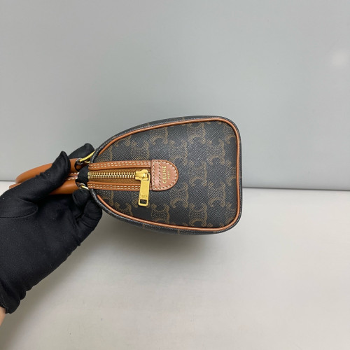 Celine Triomphe Small Boston Bag Triomphe Brown Black Celine Triomphe Small Boston Bag Triomphe Brown Black