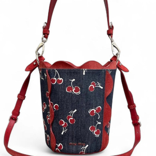 Miu Miu Bucket Denim Suede Red Blue White