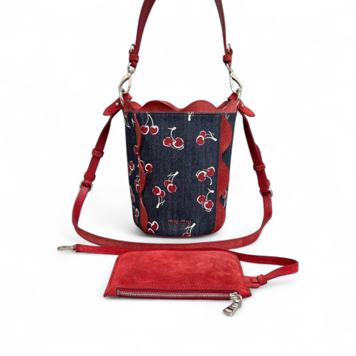 Miu Miu Bucket Denim Suede Red Blue White