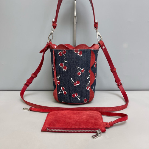Miu Miu Bucket Denim Suede Red Blue White