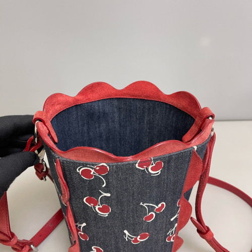 Miu Miu Bucket Denim Suede Red Blue White