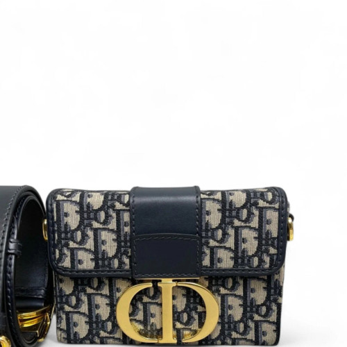 Dior 30 Montaigne Mini Box Bag Calfskin Black Beige
