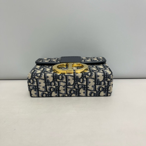 Dior 30 Montaigne Mini Box Bag Calfskin Black Beige