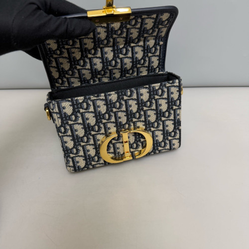 Dior 30 Montaigne Mini Box Bag Calfskin Black Beige