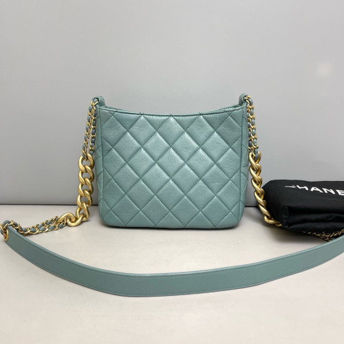 Chanel Quilted Hobo Calfskin Dusty Blue