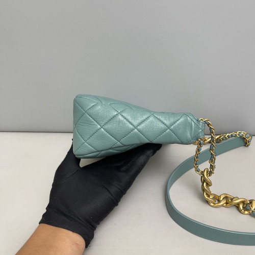 Chanel Quilted Hobo Calfskin Dusty Blue