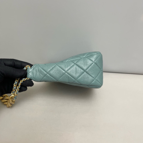 Chanel Quilted Hobo Calfskin Dusty Blue