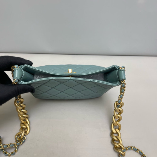 Chanel Quilted Hobo Calfskin Dusty Blue