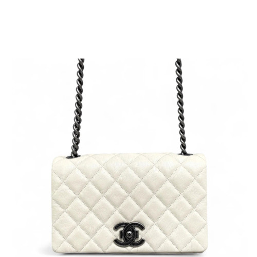 Chanel Quilted Flap Bag Calfskin White Chanel Quilted Flap Bag Calfskin White