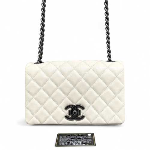 Chanel Quilted Flap Bag Calfskin White Chanel Quilted Flap Bag Calfskin White