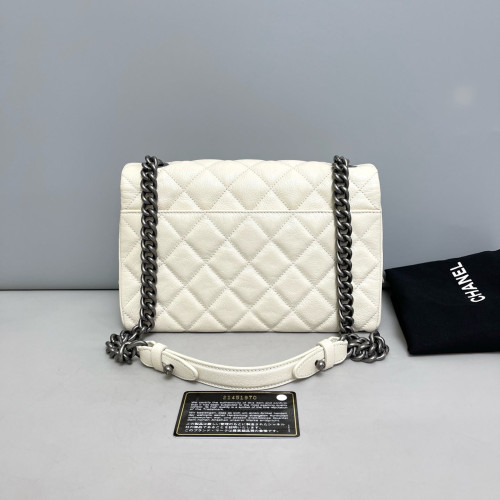 Chanel Quilted Flap Bag Calfskin White Chanel Quilted Flap Bag Calfskin White