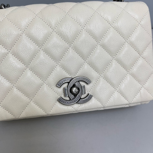 Chanel Quilted Flap Bag Calfskin White Chanel Quilted Flap Bag Calfskin White