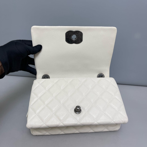 Chanel Quilted Flap Bag Calfskin White Chanel Quilted Flap Bag Calfskin White