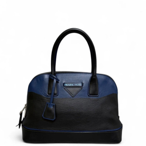 Prada Large Lux Promenade Tote Calfskin Blue Black