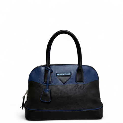 Prada Large Lux Promenade Tote Calfskin Blue Black
