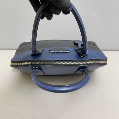 Prada Large Lux Promenade Tote Calfskin Blue Black