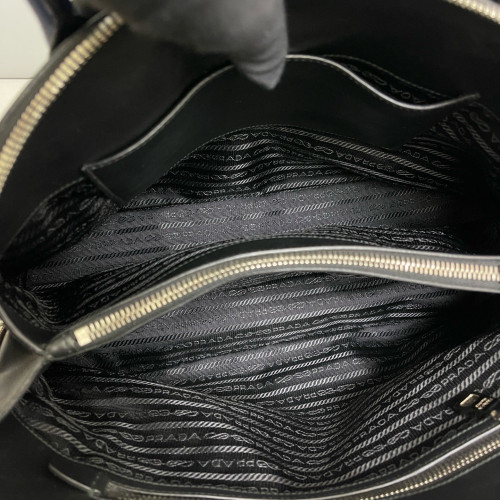 Prada Large Lux Promenade Tote Calfskin Blue Black
