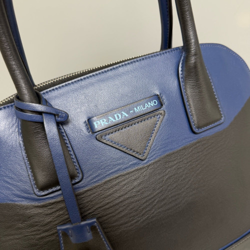 Prada Large Lux Promenade Tote Calfskin Blue Black