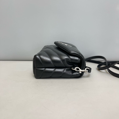 Yves Saint Laurent Toy Loulou Crossbody Bag Calfskin Black