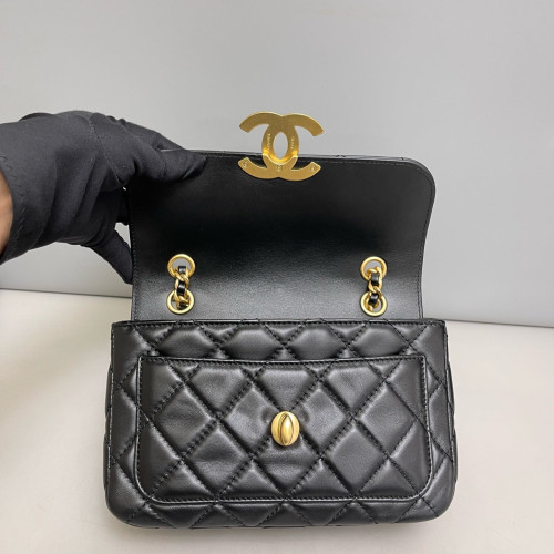 Chanel Quilted Giant CC Flap Bag Lambskin Black