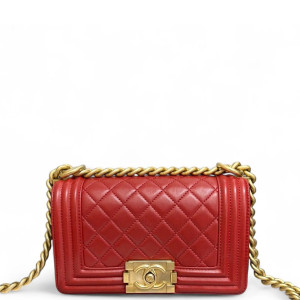 Chanel Quilted Mini Boy Flap Calfskin Red