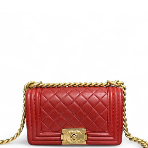 Chanel Quilted Mini Boy Flap Calfskin Red