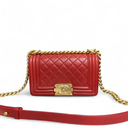 Chanel Quilted Mini Boy Flap Calfskin Red