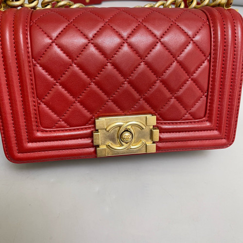 Chanel Quilted Mini Boy Flap Calfskin Red