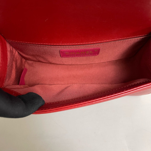 Chanel Quilted Mini Boy Flap Calfskin Red