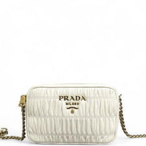 Prada Small Diagramme Camera Gaufre Calfskin White
