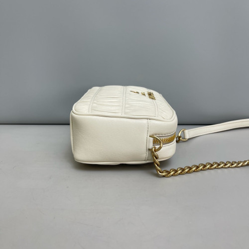 Prada Small Diagramme Camera Gaufre Calfskin White