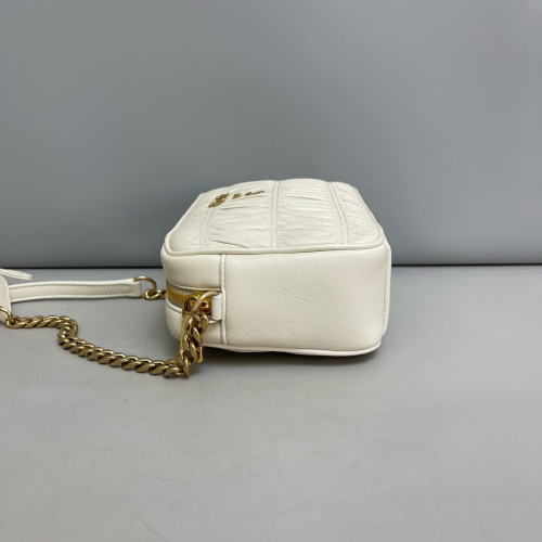 Prada Small Diagramme Camera Gaufre Calfskin White