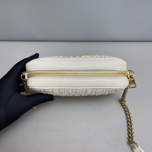 Prada Small Diagramme Camera Gaufre Calfskin White