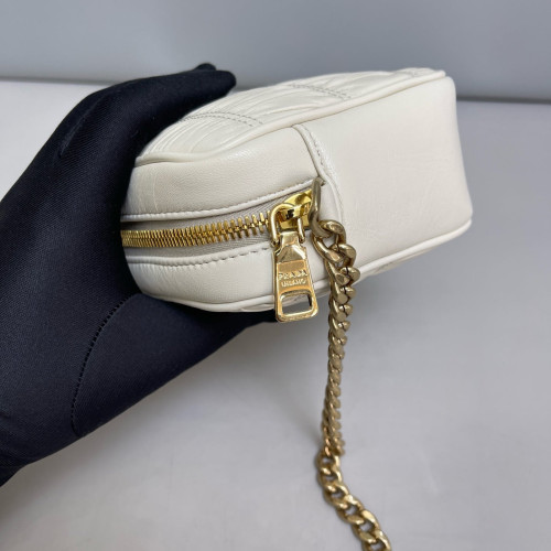 Prada Small Diagramme Camera Gaufre Calfskin White