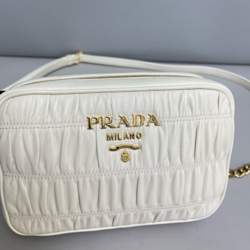 Prada Small Diagramme Camera Gaufre Calfskin White