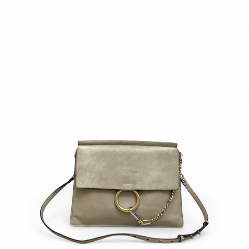 Chloe Medium Faye Day Shoulder Bag Suede Calfskin Grey
