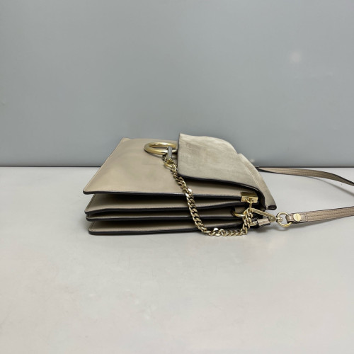 Chloe Medium Faye Day Shoulder Bag Suede Calfskin Grey