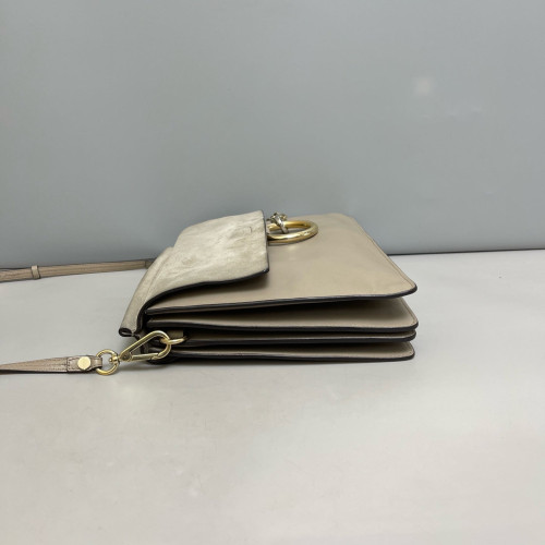 Chloe Medium Faye Day Shoulder Bag Suede Calfskin Grey